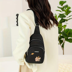 Squirrel Animal Pattern Chest Bag Embroidery Sling Bag