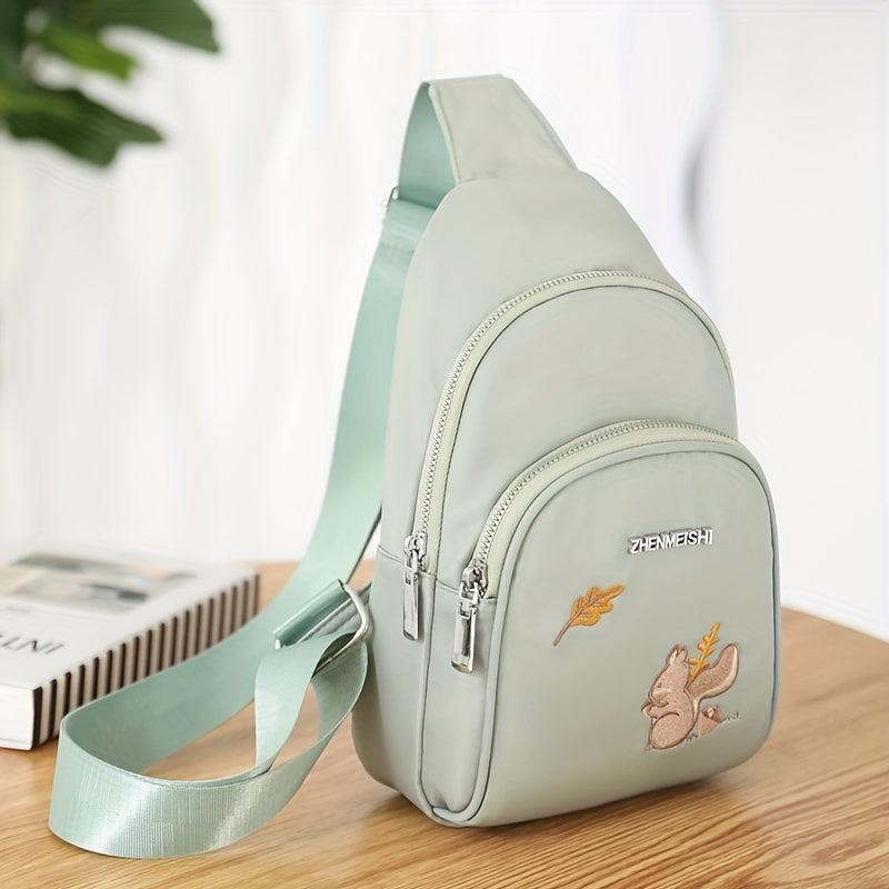 Squirrel Animal Pattern Chest Bag Embroidery Sling Bag