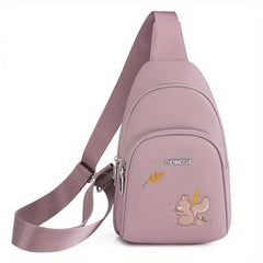 Squirrel Animal Pattern Chest Bag Embroidery Sling Bag