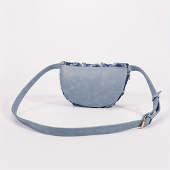 Vintage Denim Crossbody Bag Tassel Chest Bag Women's Grunge Sling Purse