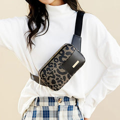 Leopard Print Fanny Pack Belt Bag Women's Sports Crossbody Chest Bag