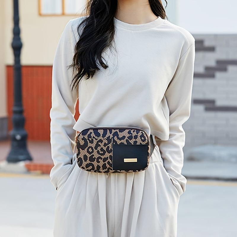 Leopard Print Fanny Pack Belt Bag Women's Sports Crossbody Chest Bag