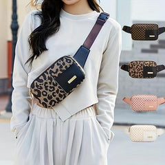 Leopard Print Fanny Pack Belt Bag Women's Sports Crossbody Chest Bag