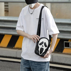 Funny Ghost Skeleton Messenger Bag Crossbody PU Leather Mobile Phone Card Holder