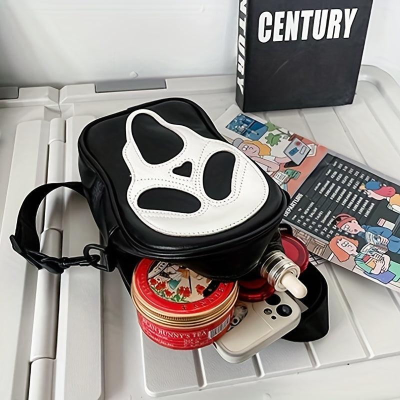 Funny Ghost Skeleton Messenger Bag Crossbody PU Leather Mobile Phone Card Holder