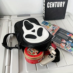 Funny Ghost Skeleton Messenger Bag Crossbody PU Leather Mobile Phone Card Holder