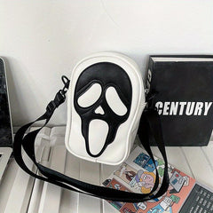 Funny Ghost Skeleton Messenger Bag Crossbody PU Leather Mobile Phone Card Holder