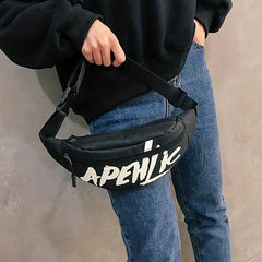 Stylish Letter Pattern Chest Zipper Bag Women's Crossbody Bag
