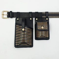 Studded Decor Belt Bag Faux Leather Fanny Pack Waist Purse For Steerwear