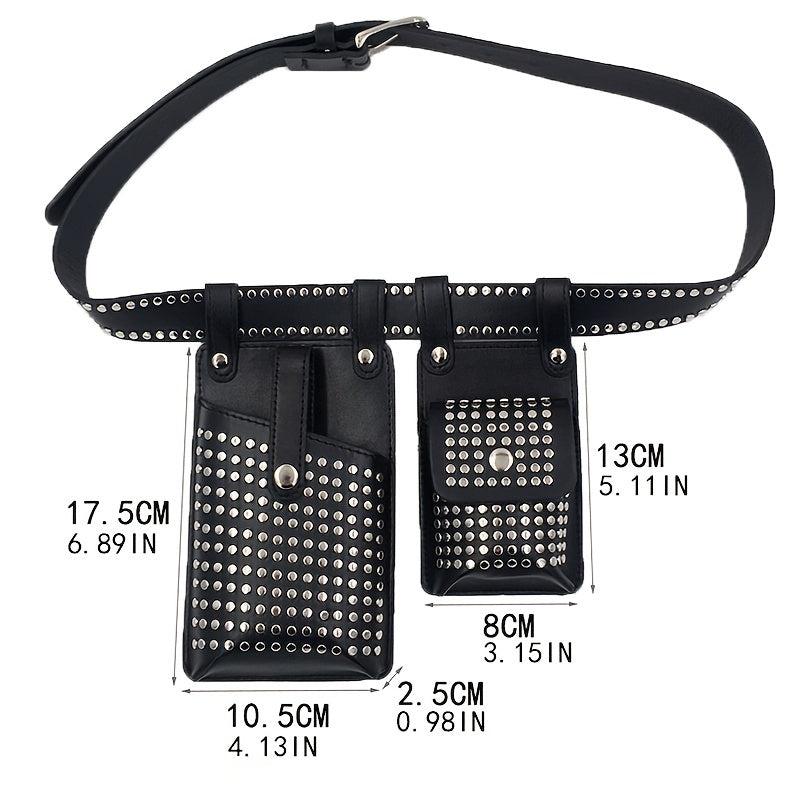 Studded Decor Belt Bag Faux Leather Fanny Pack Waist Purse For Steerwear