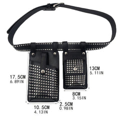 Studded Decor Belt Bag Faux Leather Fanny Pack Waist Purse For Steerwear