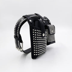 Studded Decor Belt Bag Faux Leather Fanny Pack Waist Purse For Steerwear