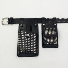 Studded Decor Belt Bag Faux Leather Fanny Pack Waist Purse For Steerwear