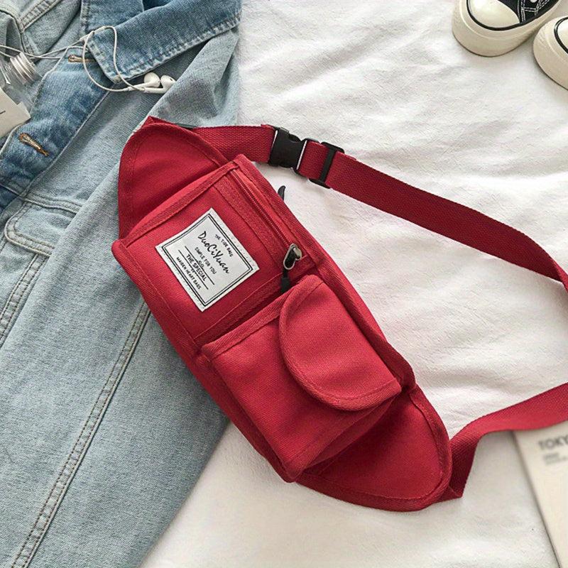 Canvas Zipper Chest Bag Durable Crossbody Waist Bag