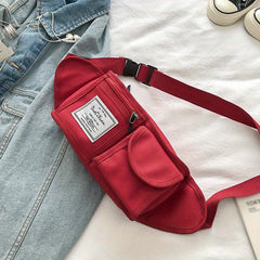 Canvas Zipper Chest Bag Durable Crossbody Waist Bag