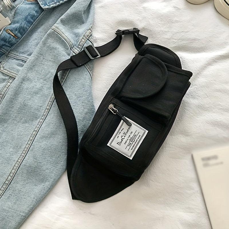 Canvas Zipper Chest Bag Durable Crossbody Waist Bag