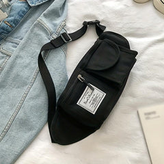 Canvas Zipper Chest Bag Durable Crossbody Waist Bag