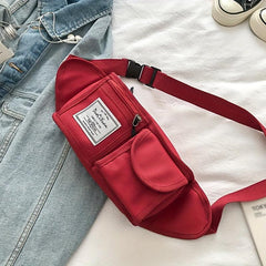 Canvas Zipper Chest Bag Durable Crossbody Waist Bag