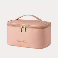Cross Pattern PU Leather Makeup Bag Waterproof Storage Wash Bag
