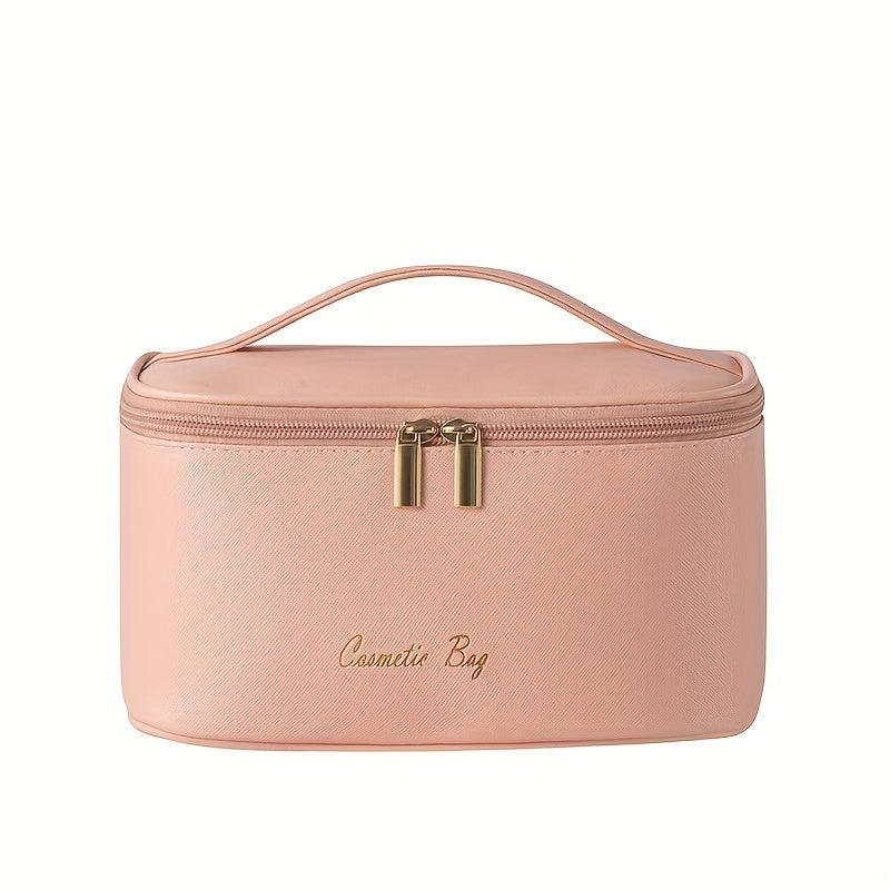Cross Pattern PU Leather Makeup Bag Waterproof Storage Wash Bag