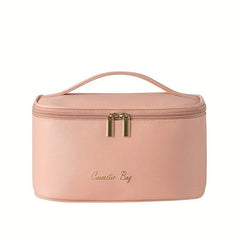 Cross Pattern PU Leather Makeup Bag Waterproof Storage Wash Bag