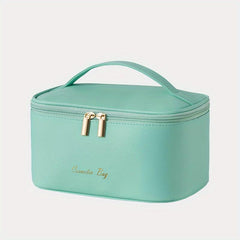 Cross Pattern PU Leather Makeup Bag Waterproof Storage Wash Bag