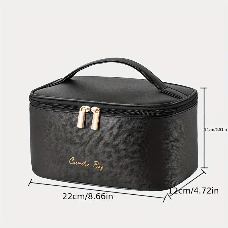 Cross Pattern PU Leather Makeup Bag Waterproof Storage Wash Bag