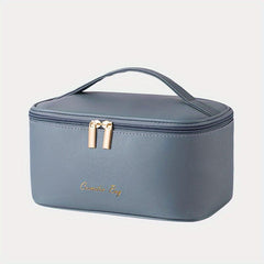 Cross Pattern PU Leather Makeup Bag Waterproof Storage Wash Bag
