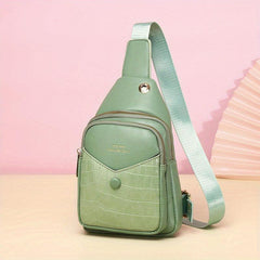 Crocodile Pattern Crossbody Bag Earphone Hole Chest Bag Waterproof