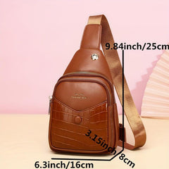 Crocodile Pattern Crossbody Bag Earphone Hole Chest Bag Waterproof