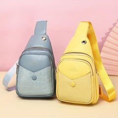 Crocodile Pattern Crossbody Bag Earphone Hole Chest Bag Waterproof