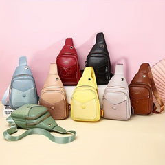 Crocodile Pattern Crossbody Bag Earphone Hole Chest Bag Waterproof