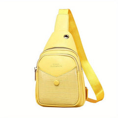 Crocodile Pattern Crossbody Bag Earphone Hole Chest Bag Waterproof