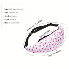 Flamingo Print Waist Bag Fabric Hip Pouch Zipper Chest Purse