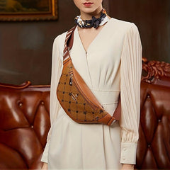 Vintage Geometric Print Chest Bag Retro Crossbody Sling Bag