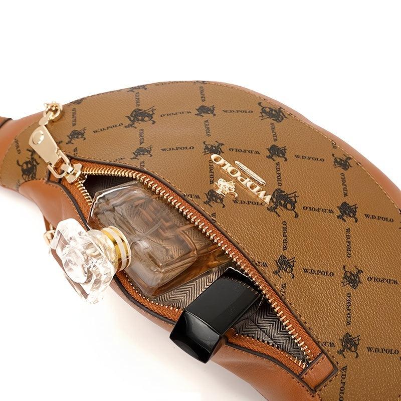 Vintage Geometric Print Chest Bag Retro Crossbody Sling Bag