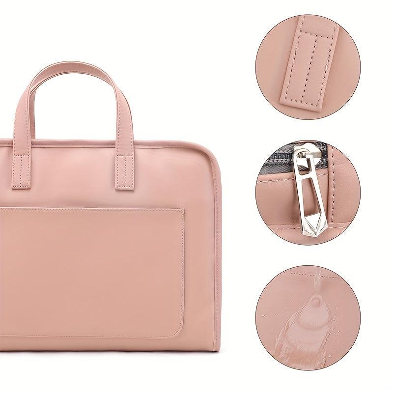 Pink Computer Bag Waterproof Large Capacity Handbag Briefcase