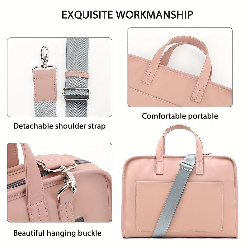 Pink Computer Bag Waterproof Large Capacity Handbag Briefcase