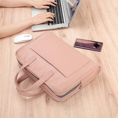 Pink Computer Bag Waterproof Large Capacity Handbag Briefcase