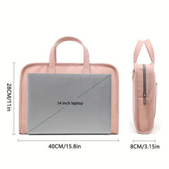 Pink Computer Bag Waterproof Large Capacity Handbag Briefcase