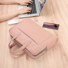 Pink Computer Bag Waterproof Large Capacity Handbag Briefcase