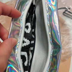 Laser Letter Print Crossbody Bag with Wide Strap