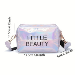 Laser Letter Print Crossbody Bag with Wide Strap
