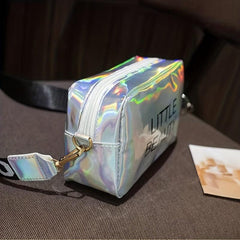 Laser Letter Print Crossbody Bag with Wide Strap