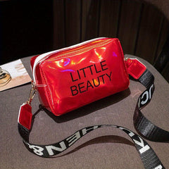 Laser Letter Print Crossbody Bag with Wide Strap