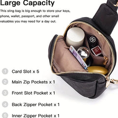 Vintage Sling Bag PU Leather Crossbody Chest Bag