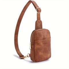 Vintage Sling Bag PU Leather Crossbody Chest Bag