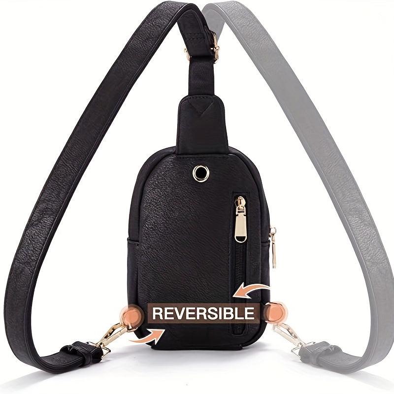 Vintage Sling Bag PU Leather Crossbody Chest Bag