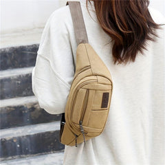 Outdoor Sports Fanny Pack Canvas Phone Bag Lightweight Crossbody Bag