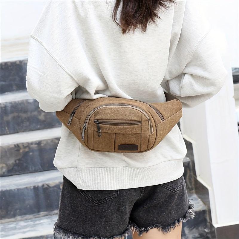 Outdoor Sports Fanny Pack Canvas Phone Bag Lightweight Crossbody Bag